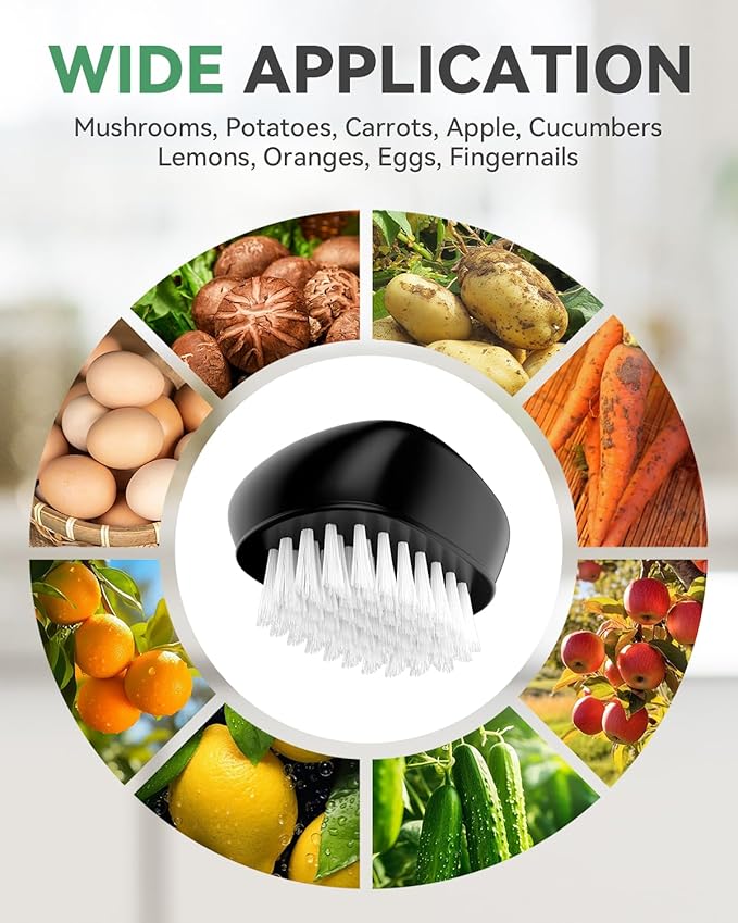 SXhyf Vegetable Brush Scrubber for Food [Black Stiff Bristles Brush + White Soft Bristles Brush] Potato Scrubber, Dishwasher Safe Veggie & Fruit Cleaning Brush for Mushrooms, Carrots, Lemons, Eggs