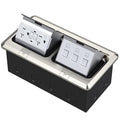 KYHSHJ Dual Pop-Up Floor Electrical Outlet Box Kit，20 Amp Stainless Steel GFCI TR Receptacle Outlet，3-Port RJ45 Datacom Receptacle，Waterproof Gasket with IP44 Waterproof Rating, Stainless Steel Color