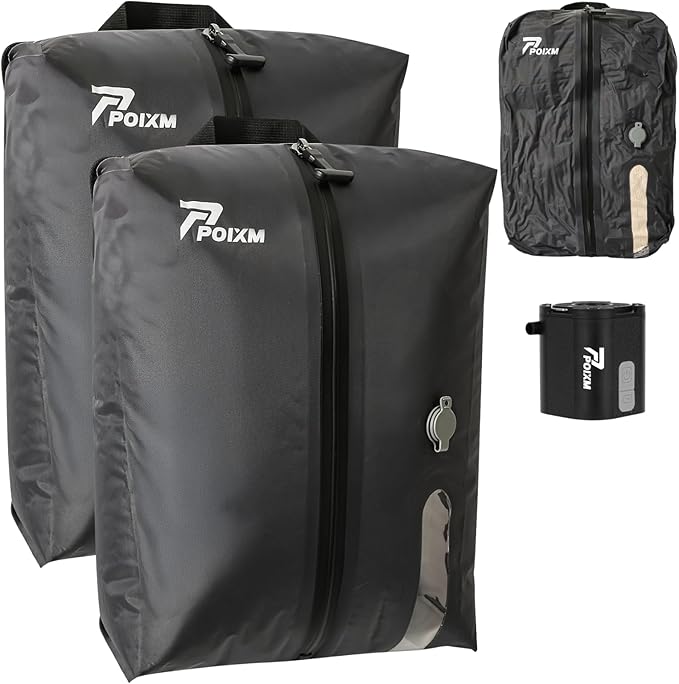 Vacuum Bags for Travel with Wireless Pump, IP67 Waterproof, Reusable Space Saver Compression Bags for Backpack, Suitcase, Home Storage(2 Pack + Pump)
