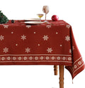 ISAENNE Designer Christmas Red Extra Long Rectangle Tablecloth,Linen Table Cloth with Snowflakes Pattern,Wrinkle Resistant Decor Tablecloths for Dining Kitchen Thanksgiving,67"*118"-Carol C