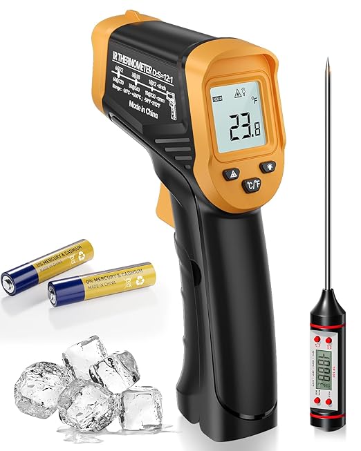 Eventek Infrared Thermometer Gun, Laser Thermometer Temperature Gun -58°F to 1112°F, IR Temp Gun for Cooking, Pizza Oven Accessories, Griddle, AC, Barbecue, Air Thermometer, Kitchen Cooking,Meat