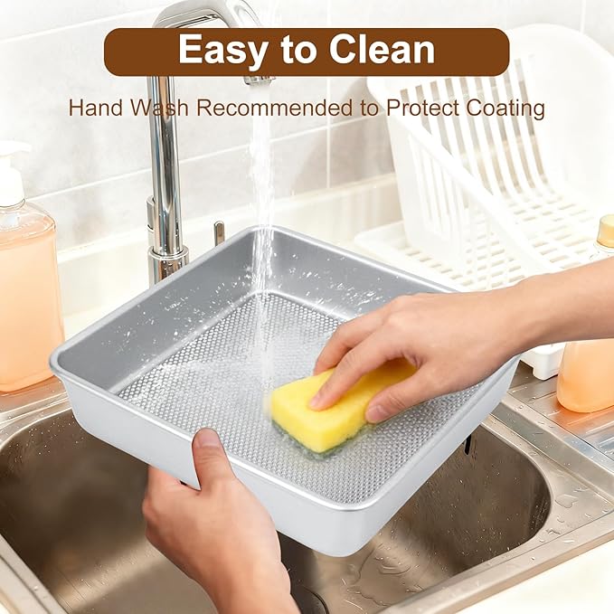 9-Inch Square Cake Pan Set of 2, Heavy Duty Nonstick with Textured Honeycomb Surface, Aluminized Steel BPA & PFOA Free, Warp Resistant, Even Heating for Brownies, Lasagna, Pizza & Casseroles