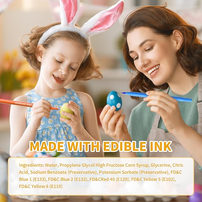 Jewem Edible Markers for Cookie Decorating,8Pcs Ultra Fine Tip(0.5mm) Food Coloring Pens, Upgrade Double Side Food Grade Pens for Decorating Fondant Cakes, Easter Eggs, Frosting, Macaron,Halloween and Christmas Gifts
