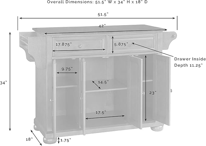 Crosley Furniture Alexandria Granite Top Rolling Kitchen Island Storage Cart, Microwave Stand, Spice Rack, Cherry