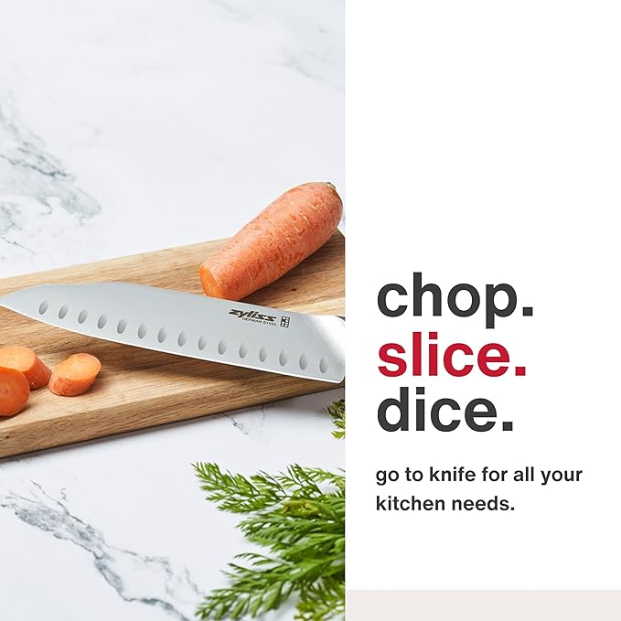 Zyliss Comfort Pro Santoku Knife - Ice Hardened Stainless Steel Kitchen Knife - Tarnish-Free and Rust-Resistant Kitchen Cutlery with Antibacterial Handle - Black/Stainless Steel - 7 inches