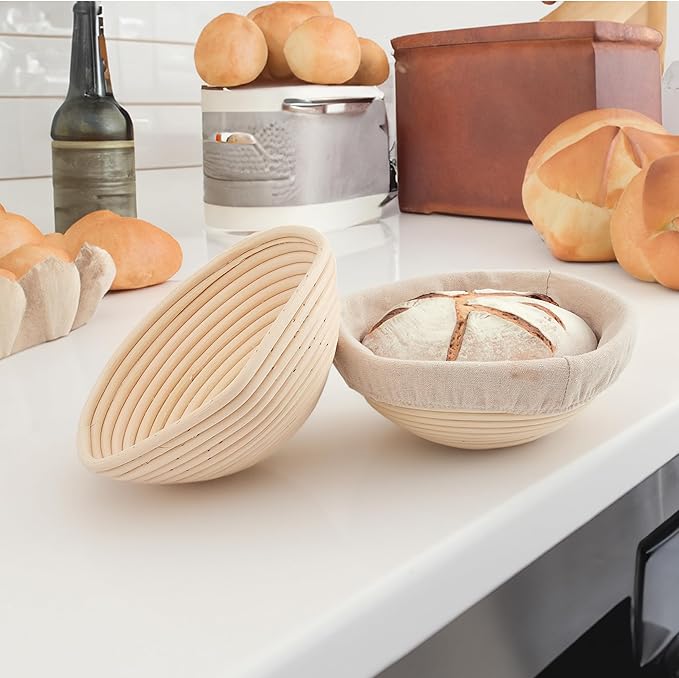 Bread Proofing Star Basket Sourdough Starter Kit - Rattan Banneton Bowl for Baking Star-Shaped Bread- Gift Set