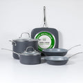 Commercial CHEF 7-Piece ECOPAN Hard Anodized Aluminum Cookware Set, Ceramic Non-Stick Non-Toxic Pots and Pans Set with Lids, Induction Kitchen Cooking Set, Oven & Dishwasher Safe, PFOA & PTFE Free