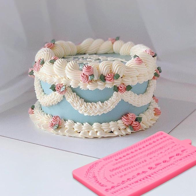 Lambeth Cake Border Fondant Molds, Whipped Cream Shaped Silicone Molds, Cake Decoration Chocolate Baking Molds for Cupcake Topper Mousse Cookie Candy Gum Paste Clay Resin DIY Crafts