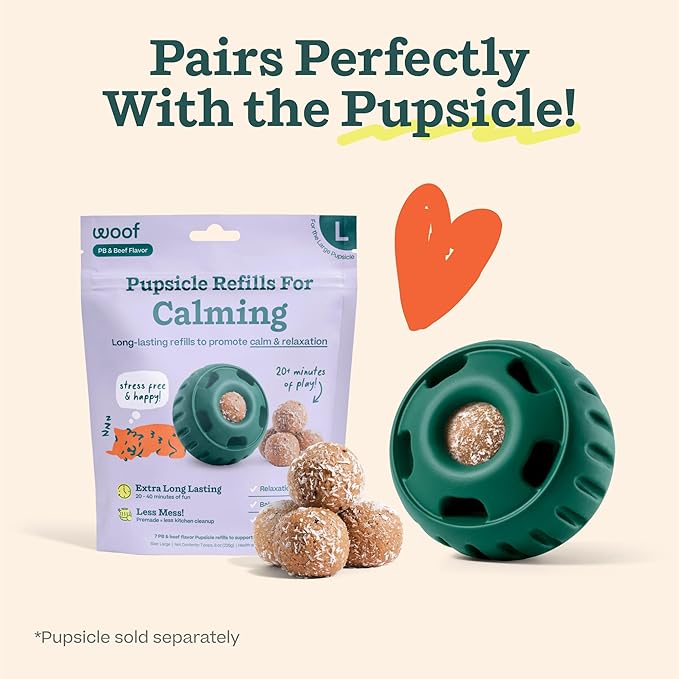 WOOF Pupsicle Refill Pops for Calming - Long-Lasting Refills for The Pupsicle Toy to Promote Calm - Calming Dog Treats - Magnesium for Dogs- Large Pops - 7 Count - 2 Pack