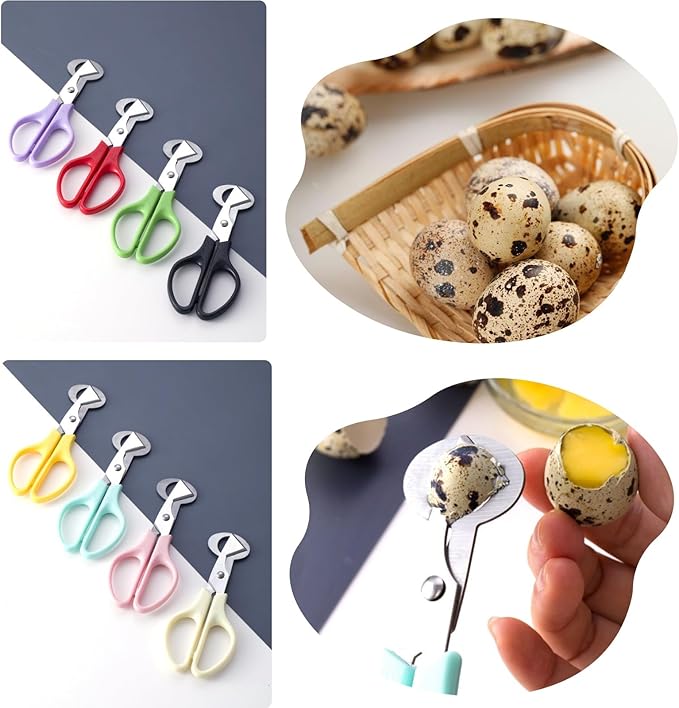 Quail Egg Scissors 9 Color - 9 Pack Stainless Steel Quail Egg Cutter Peeler Opener Shears Tool for Kitchen