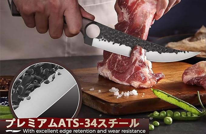Serbian Chef Knife Set, Hand Forged Butcher Knife Set with Knife Bag, High Carbon Steel Kitchen Knives Set Meat Cleaver Boning Knife Viking Knives for Brisket Trimming, Gifts for Dad