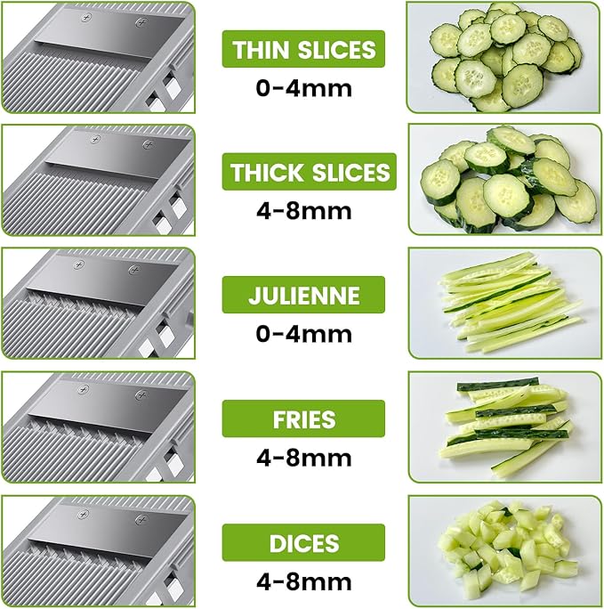 Safer Mandoline Food Slicer, Thickness Adjustable Vegetable Chopper, Onion Slicer Tomato Cutter Dicer, Multifunctional Kitchen Food Fruit Chopper