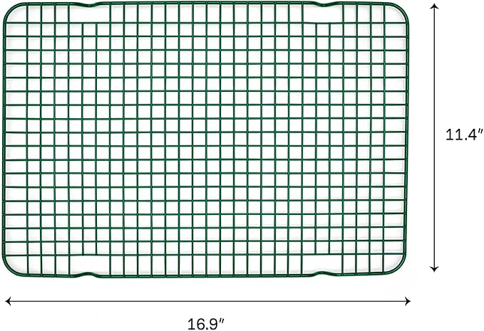 Great Jones Big Chill Wire Cooling Rack (Broccoli) – 16.9" × 11.4" Heavy-Weight Aluminized Steel,Nonstick Baking Rack – Oven Safe 450 °F, Bacon & Cookie Cooling Rack – Fits Half Sheet Pans