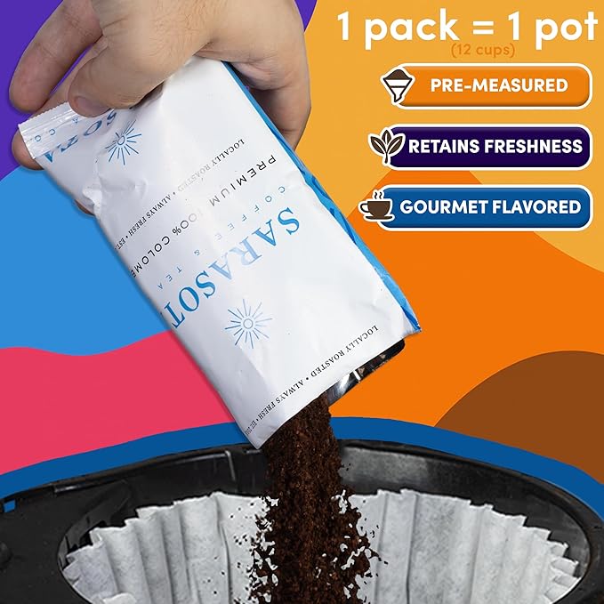 Ground Coffee | Gift Set Sampler Pack Variety Medium, Dark, & Flavored Roast Low Acid Mold Free Pouches | Gourmet Bulk Packets | Highest Rated Individual Premeasured Powder Bags for 12 Cup Drip Maker