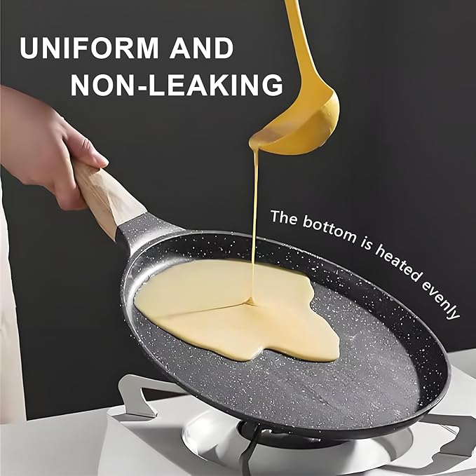 Nonstick Crepe Pan, 11Inch Granite Coating Dosa Pan Pancake Flat Skillet Tawa Griddle, 4 Pcs Kitchen Pancake Grill Pans Set, Fry Pans for All Stoves (11 Inch)