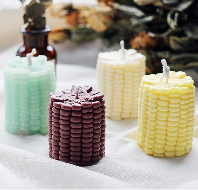 3D Corn Shape Cylinder Silicone Candle Molds Soap Mould Fondant Chocolate Cake Baking Mold for Epoxy Resin,Wax, Polymer Clay