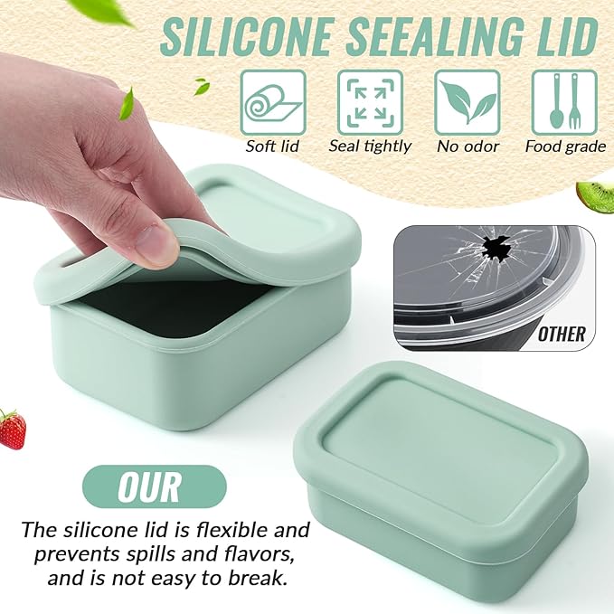 6 Packs 1 Cup Silicone Soup Freezer Molds with Lid Silicone Soup Freezer Trays Rectangle Reusable Food Preserving Tray Freezing Sauces Stews(Sage Green, Beige)