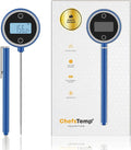 Pocket Pro 1-Second Instant Read Meat Thermometer, Rechargeable Digital Thermometer for Grilling, Food, BBQ, Kitchen Cooking, Oil Deep Frying & Candy (Nobility Blue)