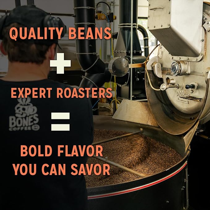 Bones Coffee Company Irish Cream, Creamy Liqueur Flavored Coffee, Medium Roast Low Acid Arabica Beans Compatible with Auto drip and French Press Coffee Maker, 12 Oz Ground