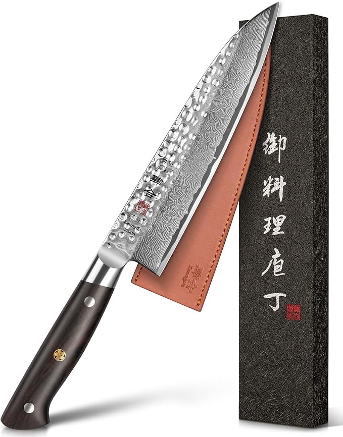 Japanese Chef Knife Kitchen Knife with 67 Layers Damascus Steel AUS-10 Core, Professional Damascus Knife with Full-Tang Ebony Wood Handle and Premium Gift Box(8.27 Inch Gyuto Chef Knife)