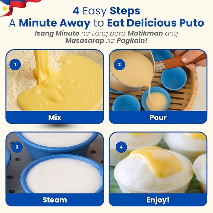 MEDIUM Size (2.8" x 1.2") 40 Pcs Puto Molder Filipino with Pouring Measuring Cup - Kutsinta Molder for Baking - Puto Mold Cups for Steamer - Filipino Plastic Molds for Desserts