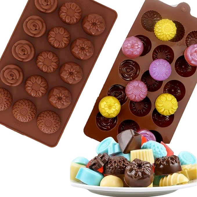 4 Pack:Chocolate Molds Silicone,Flowers Silicone Molds,Cake Chocolate Mold, Wedding Cake Decorating Tools,Fondant Sugarcraft Cake Molds.Non-Stick and Food Grade Silicone Molds for Chocolate Candies.