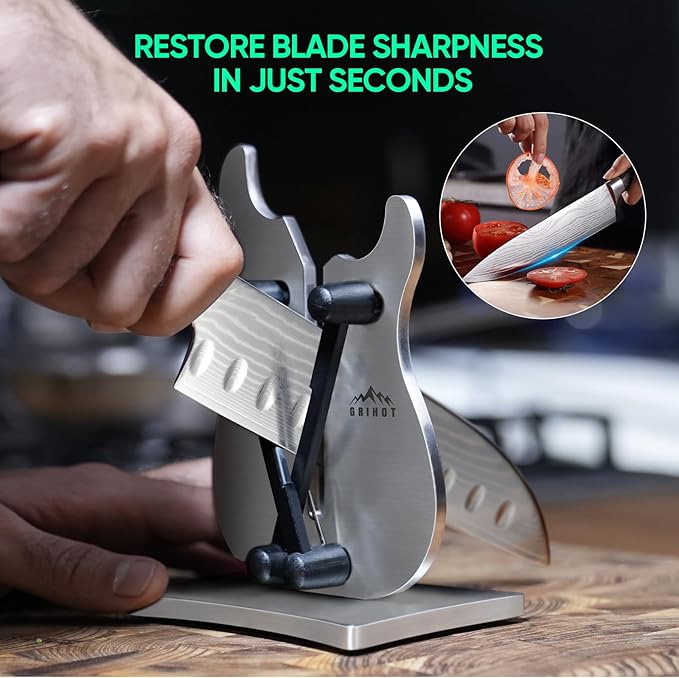 VQ-5 Professional Knife Sharpener | 3-Action Streamlined Guitar Design for Effortless Knife Sharpening - The Ultimate Tool for Precision 11 to 21 Degree Angles