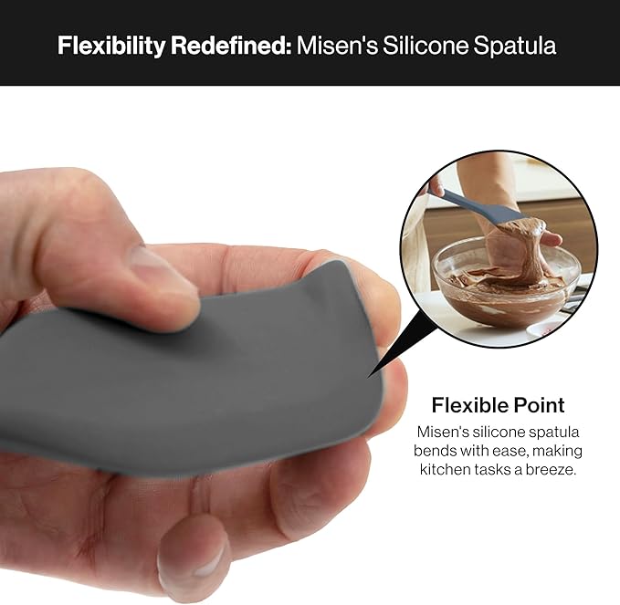 Misen Spatulas - Stainless Steel Fish Spatula and Nonstick-Safe Silicone Spatuala - Gray
