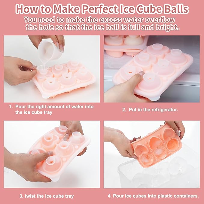 Silicone Ice Cube Trays for Freezer, 2 Pack Cute Ice Cube Tray with Lid,Rose Ice Mold and Heart Ice Mold Make 6 Giant Cute Flower Shape Ice for Cocktails Whiskey Bourbon,Father's day gifts