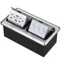 KYHSHJ Dual Pop-Up Floor Electrical Outlet Box Kit，20 Amp Stainless Steel USB TR Receptacle Outlet，3-Port RJ45 Datacom Receptacle，Waterproof Gasket with IP44 Waterproof Rating，ETL Listed, Silver