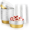 Beasea Disposable Pie Tins 4 Inch, 50 Pack Mini Tart Pans with Lids, 8 Oz Golden Aluminum Pie Pan Tin Tart Pans Round Oven Baking Mini Cake Pan for Pie Tart Quiche