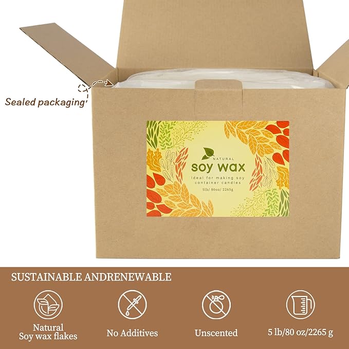 CLTNIKET Pure Soy Wax for Making Candle-DIY Soy Wax Candle-5 Pound Bag