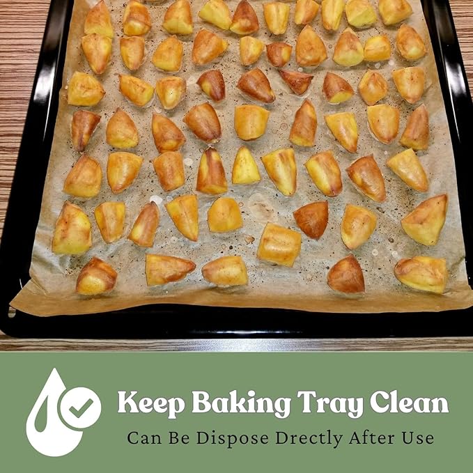100 Pcs Unbleached Parchment Paper Baking Sheets, 10x14 Inches Non-Stick Precut Baking Parchment, Perfect for Baking Grilling Air Fryer Steaming Bread Cup Cake Cookie