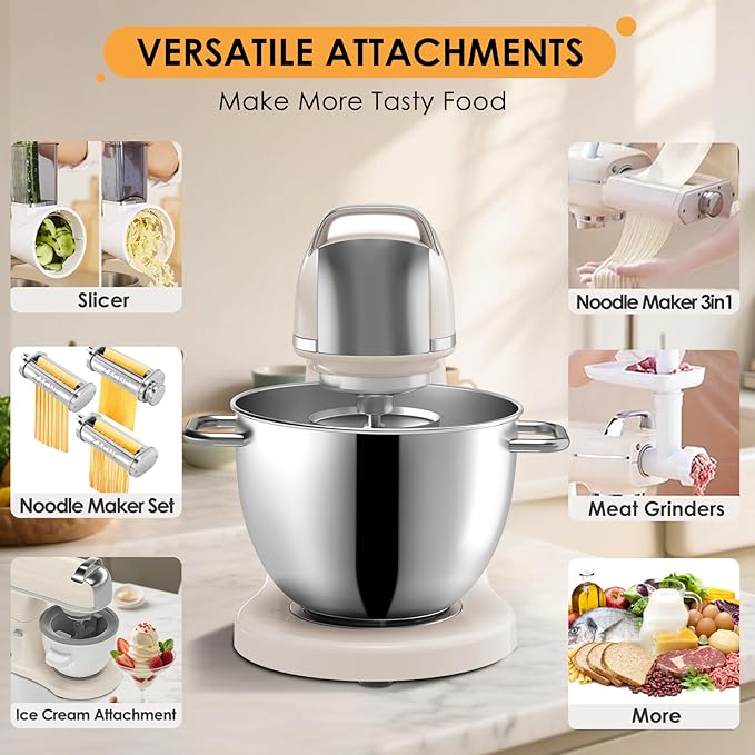 8.4QT Commercial Stand Mixer 800W with NSF Certified and Aluminum Die Casting, Mixers Kitchen Electric Stand Mixer Metal Food Mixer with Stainless Steel 8L Bowl, Dough Hook, Whisk and Beater
