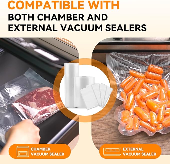 [2024 New] 6 Pack 8" x 20' and 11" x 20', Vacuum Sealer Rolls Bags for Food, Great for Food Storage, Sous Vide and Meal Prep, Wevac Lite