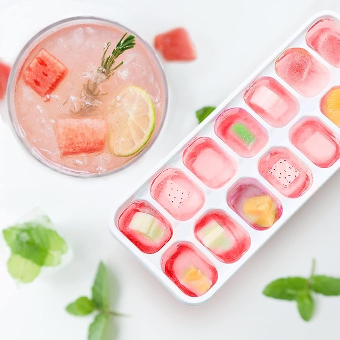 DOQAUS Ice Cube Trays 4 Pack, 56 pcs Silicone Ice Cubes Tray Maker with Spill-Resistant Removable Lid, Easy Release & Pop out, LFGB and BPA Free, Stackable Flexible, for Baby Food, Cocktail, Coffee