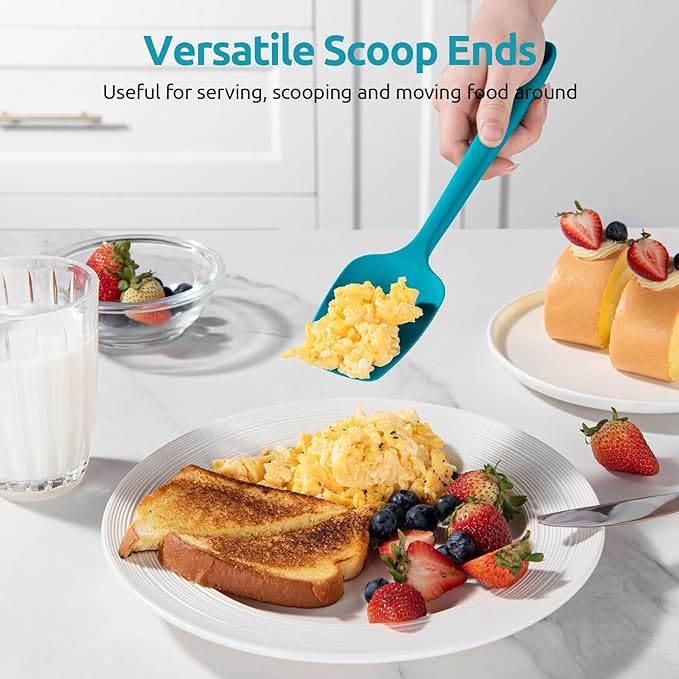 U-Taste Silicone Spoon Spatula Set, 600ºF High Heat Resistant Food Grade Flexible Rubber Scraper, Cooking Mixing Baking Kitchen Utensils Set of 3 (Marrs Green)