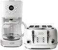 Haden Heritage 4 Slice Wide Slot Stainless Steel Toaster Bundled with 12 Cup Programmable Drip Coffee Maker Coffee Machine, Ivory & Chrome