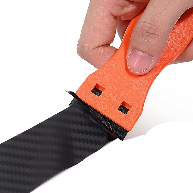 EHDIS 1.5" Plastic Razor Scraper Tool with 10pcs Double Edged Blades for Adhesive Remover,Removing Labels Stickers Decals Taping on Glass Windows(Orange)