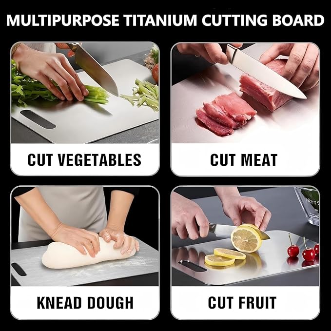 Titanium Cutting Board, Double Sided 2025 New Titanium Cutting Boards for Kitchen, Non Toxic Non Slip, Chopping Board, Dishwasher Safe, Easy to Clean (14"L x 10"W)