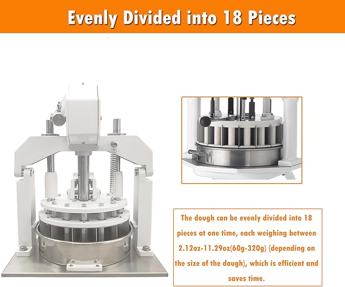 INTSUPERMAI Manual Dough Divider Cutter Machine 36PCS Tabletop Dough Divider Rounder 3 Pans Hydraulic Dough Equal Cutter Machine 1.06oz-5.64oz One Piece