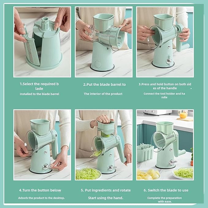 Sakesfor 5 In 1 Food Chopper,2025 New Sakesfor 5 In 1 Rotary Cheese Grater Vegetable Slicer,5 in 1 Hand Crank Food Chopper,Easy To Clean Kitchen Gadgets(White)