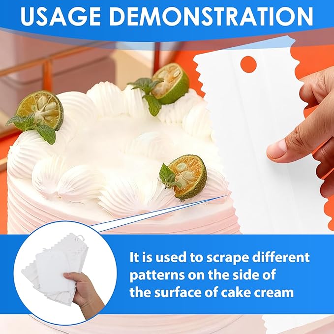 10 Pcs Cake Decorating Scraper Set, Multi Shape Cake Scraper Smoother and Icing Smoother, Reusable Plastic Tools for Baking Buttercream Pastry and Fondant