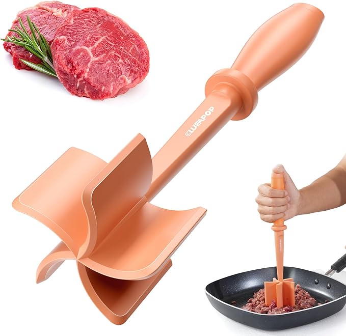 Meat Chopper for Hamburger, CLUEAPOP Premium Heat Resistant Masher and Smasher for Ground Beef, Nylon Ground Beef Chopper Tool and Meat Fork, Non Stick