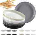 12 Pcs Unbreakable Deep Dinner Plates Set, 9 inch Reusable Plastic Wheat Straw Plates, Microwave and Dishwasher Safe Plate for Kitchen, Lightweight Plate for Dessert, BPA Free, 6 Colors