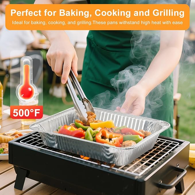 Notwoe® 55pc Disposable Aluminum Pans With Lids, 10x14 (10pc) 5.5x8.2 Square (15pc) And 4x7 Square (30pc) Combo Set, Disposable Baking and Cake Pan. (55 Pack w/Lids)