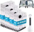 12 Pack Travel Vacuum Seal Bags with Rechargeable Electric Pump, 4 Sizes Space Saver Vacuum Storage Bags for Luggage, Suitcase & Home Organization, Reuseable Vacuum Seal Bags for Clothing