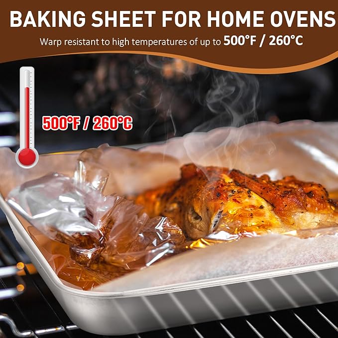 meekoo 24 Pcs Baking Sheet Pan Cookie Sheet Set for Oven Stainless Steel Trays Nonstick Small Serving Tray Cake Toaster Metal Food Trays, Oven and Dishwasher Safe (9 x 6.7 x 1 Inch)