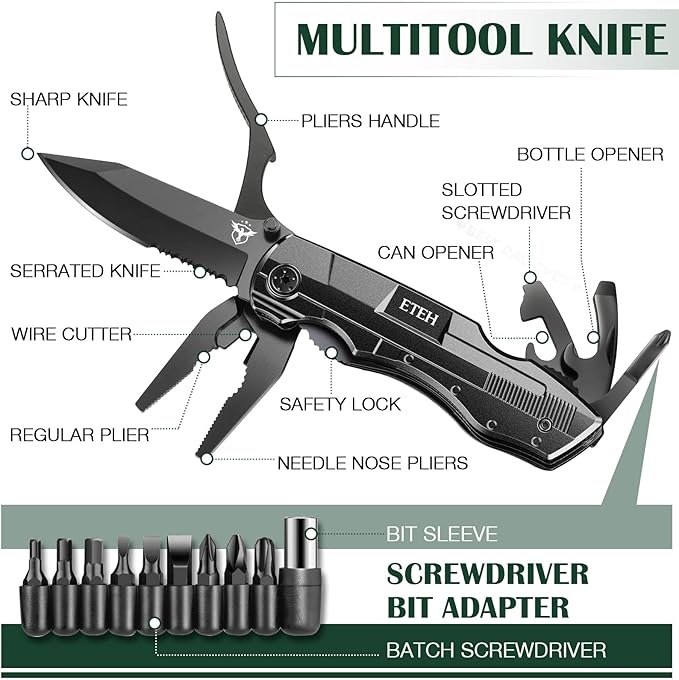 Gifts for Men Him Dad Boyfriend,Multitool Pocket Knife for Men,Anniversary Christmas Gifts for Birthday,Hiking Camping Knife with Screwdrivers Pliers Bottle Opener