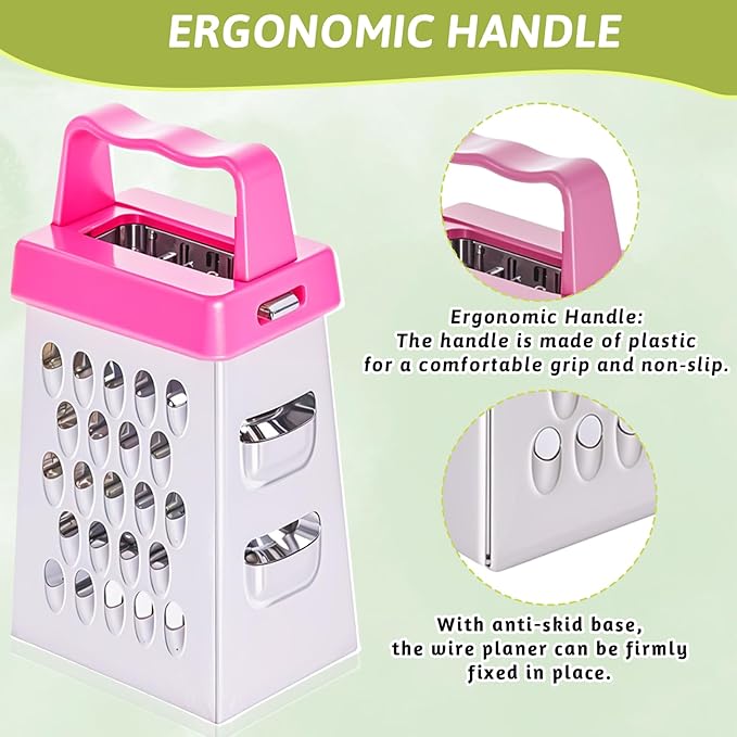 6 Pcs Mini Cheese Grater Professional Box Grater Stainless Steel Fine Coarse Handheld Slicer with 4 Sides Small Box Food Shredder Safe Zester